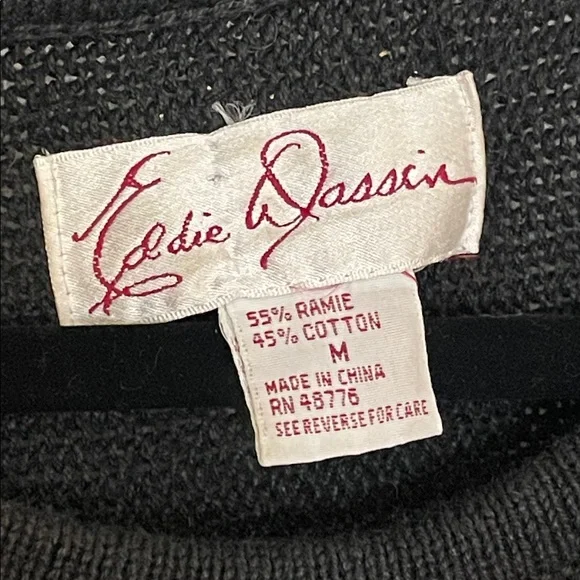 1980s Eddie Dassin Black Gem Glam Vintage Sweater Holiday - Picture 2 of 8